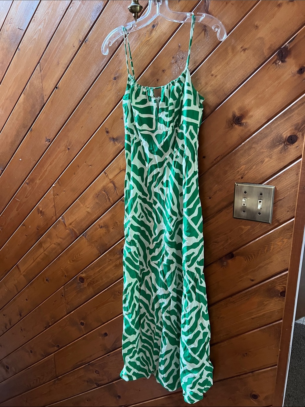 Faithfull the Brand Green and White Printed Midi Dress